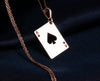 14 k solid gold ace of spades poker pendant - silver ace of
