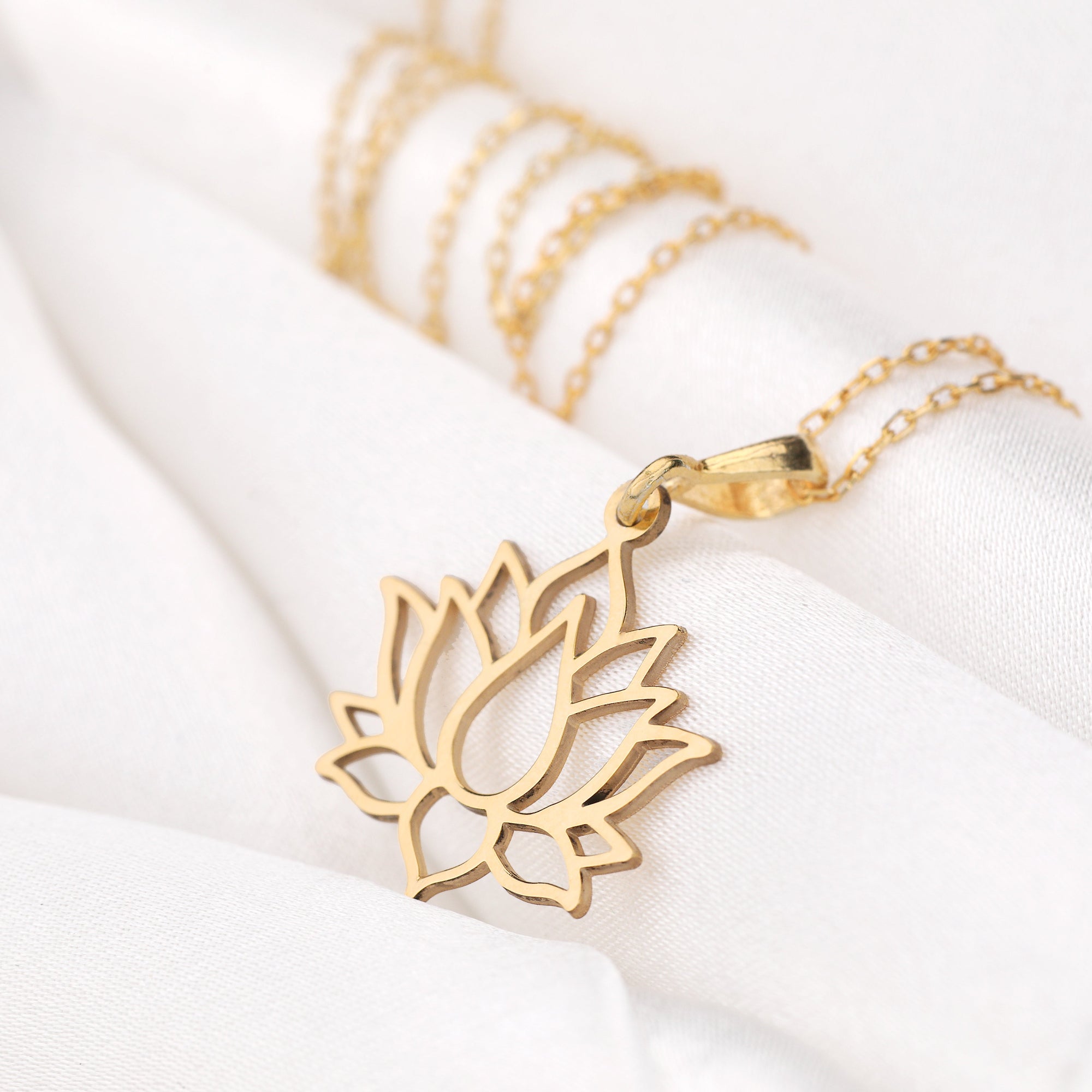gold lotus dainty necklace gift for mothers day