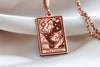 14 k solid gold lovers tarot card charm necklace - femme pri