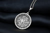 Compass necklace - scope silver charm pendant - per