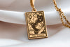 14 k solid gold lovers tarot card charm necklace - femme pri